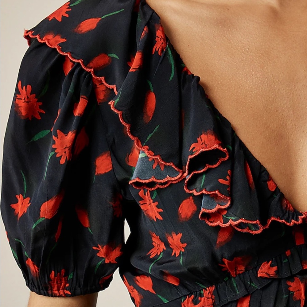 Jcrew Ruffle-collar mini dress in painted daisy print - Picture 3 of 7